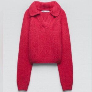 Zara Women's Pink Sweater - Size L